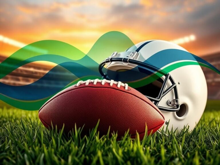 Flick International Dynamic composition of a football and helmet symbolizing NFL excitement