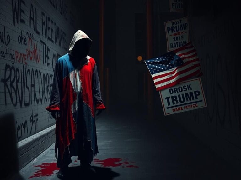 Flick International Bloodstained costume symbolizing political discord and tension