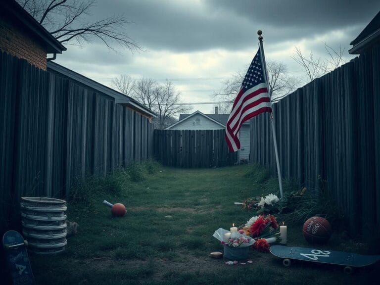Flick International A somber backyard scene in Chatham, Chicago, depicting remnants of a life lost to gun violence