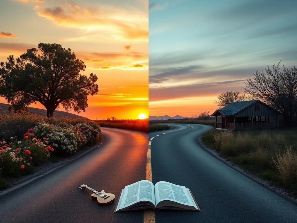 Flick International Symbolic scene depicting a winding road bifurcating, representing the separation of Nicole Kidman and Keith Urban after 19 years of marriage.