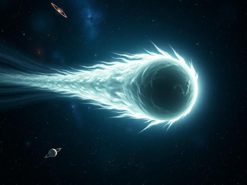 Flick International Massive comet 3I/ATLAS soaring through a starry cosmic backdrop