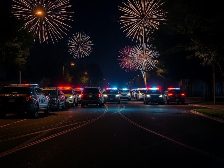 Flick International A chaotic street takeover in New Jersey with police vehicles and fireworks lighting up the sky
