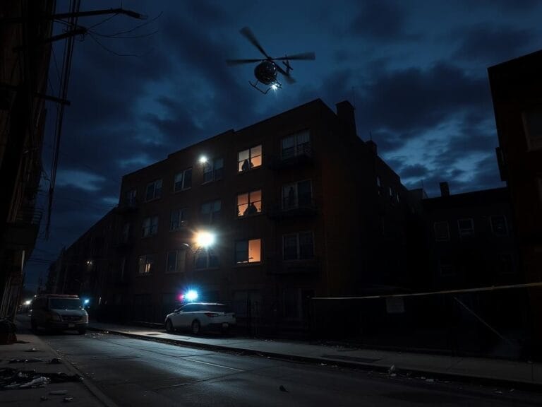 Flick International Dramatic nighttime scene in Chicago during a federal operation against Tren de Aragua gang members
