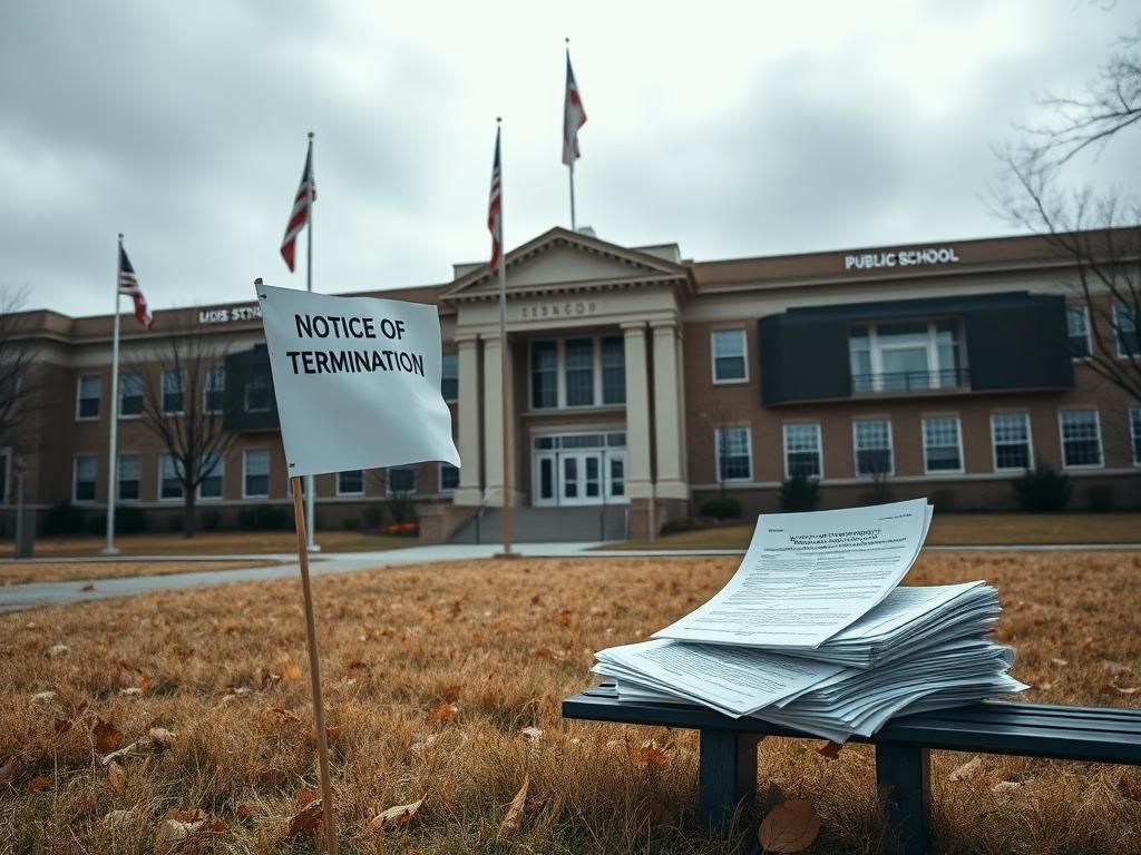 Flick International Front view of a public school building in Des Moines, Iowa, with flags at half-mast reflecting a moment of uncertainty