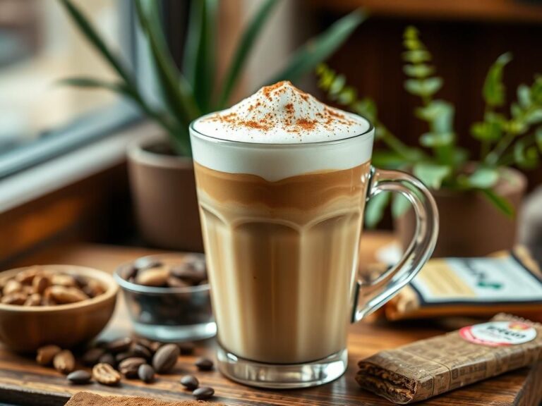 Flick International Close-up of a coffee drink with protein cold foam and decorative toppings