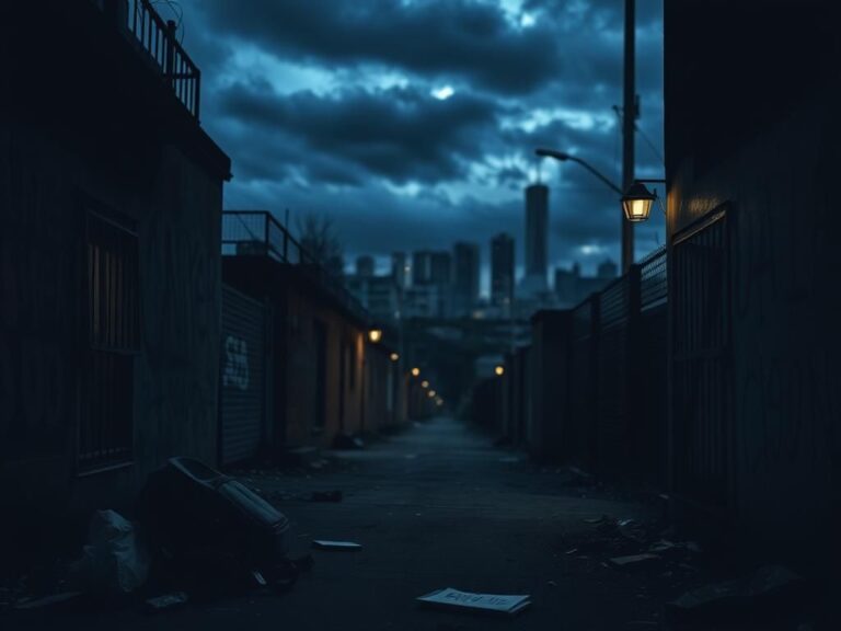 Flick International Dark urban landscape depicting a foreboding alleyway associated with criminal activity