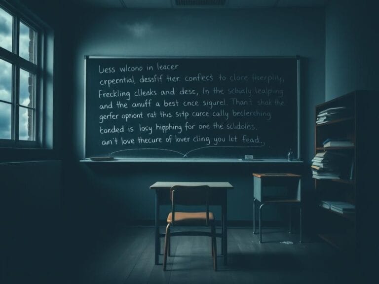 Flick International Dimly lit classroom representing abandonment and lost potential