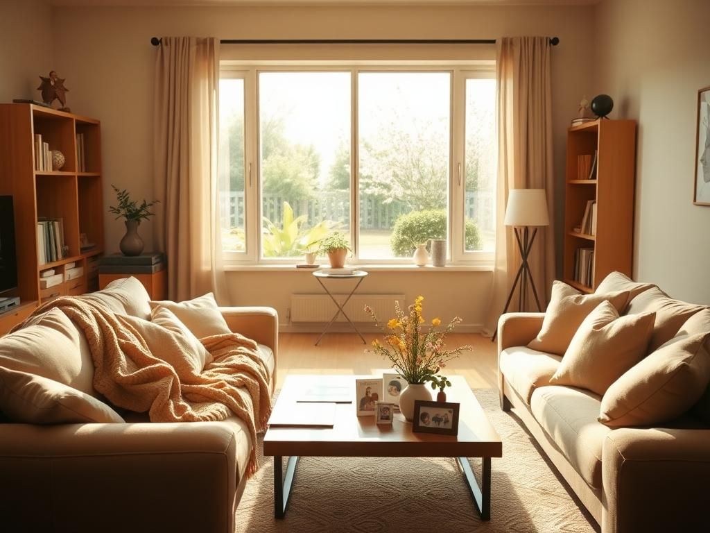 Flick International Cozy living room interior reflecting a serene atmosphere for caregiving