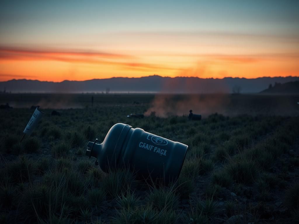 Flick International Abandoned cannabis farm with overturned tear gas canister