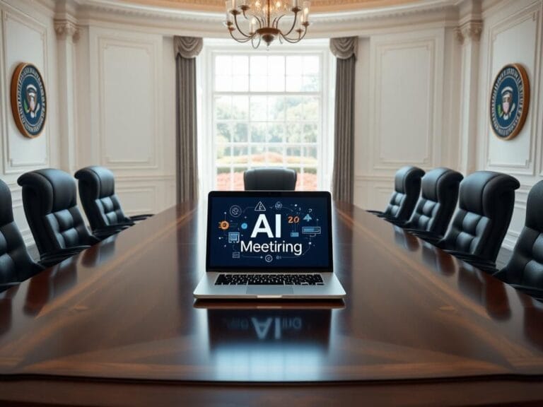 Flick International A modern conference room inside the White House for an AI meeting with influential leaders