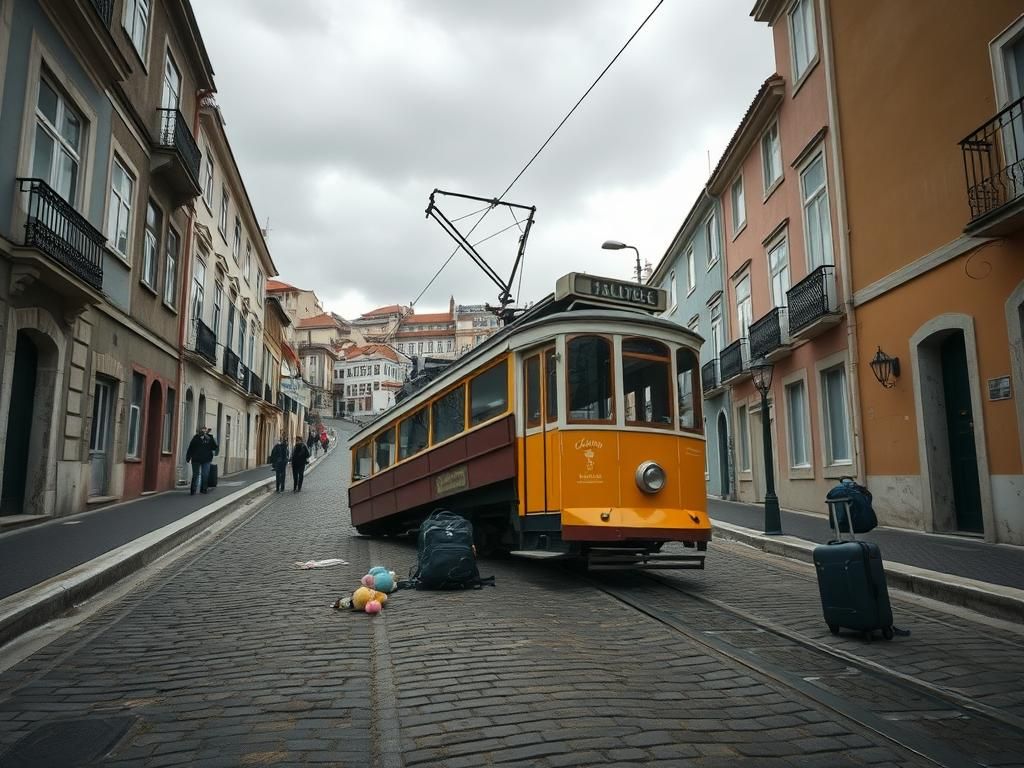 Flick International A tragic scene showing the derailed Glória Funicular in Lisbon after the accident