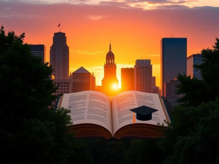 Flick International Cityscape of Minneapolis at sunset with iconic city hall and modern buildings, symbolizing education and the Harvard fellowship
