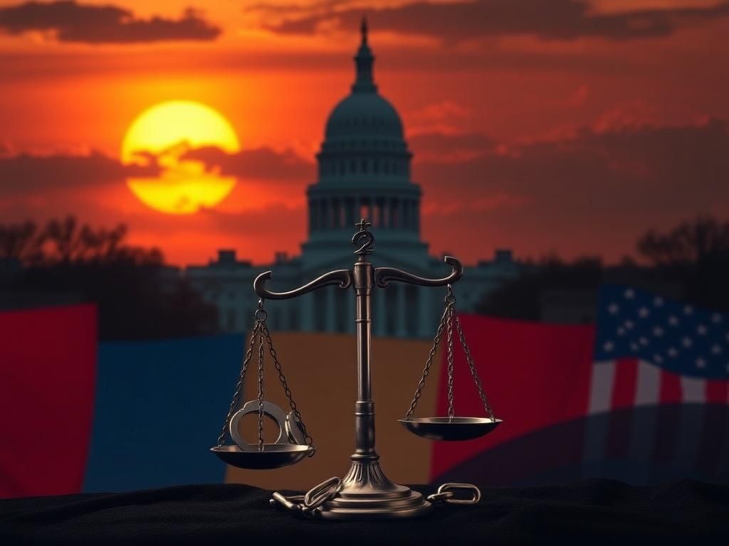 Flick International Dramatic sunset over the Virginia State Capitol symbolizing political tension