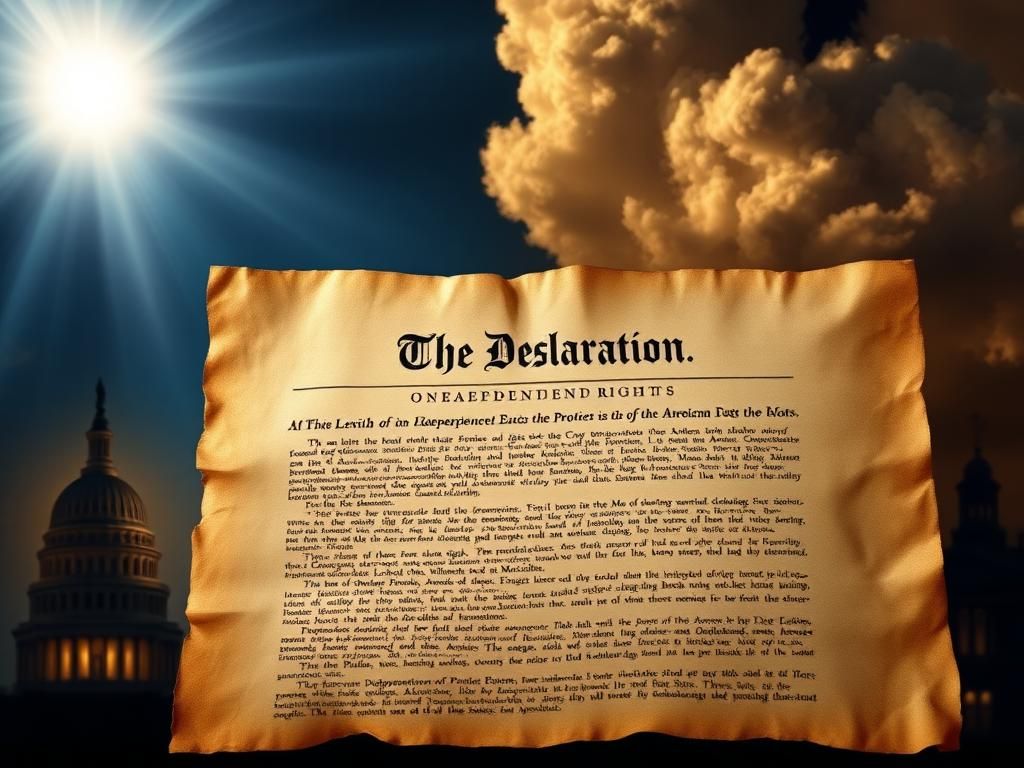 Flick International Close-up of the Declaration of Independence highlighting unalienable Rights against a contrasting background of light and dark