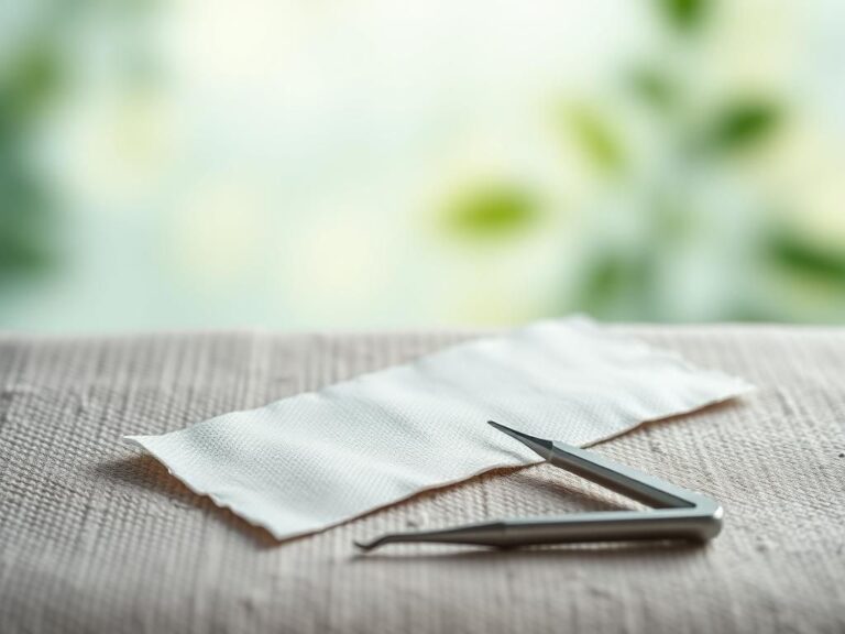 Flick International Close-up of a large bandage on textured surface symbolizing recovery from surgery