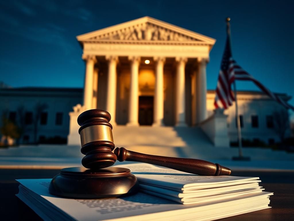 Flick International Exterior view of the Supreme Court building with iconic pillars