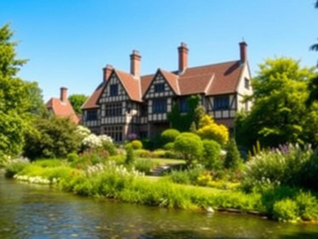 Flick International View of Winchester Cathedral's historic deanery against a blue sky