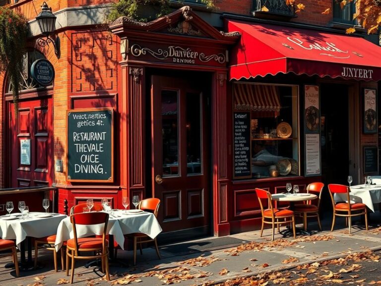 Flick International A bustling Washington, D.C. restaurant exterior with an ornate door and empty chairs, symbolizing political tension.