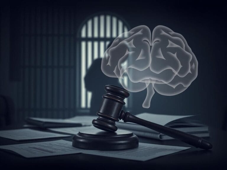 Flick International A somber courtroom with a wooden gavel, symbolizing justice in the Bryan Kohberger case