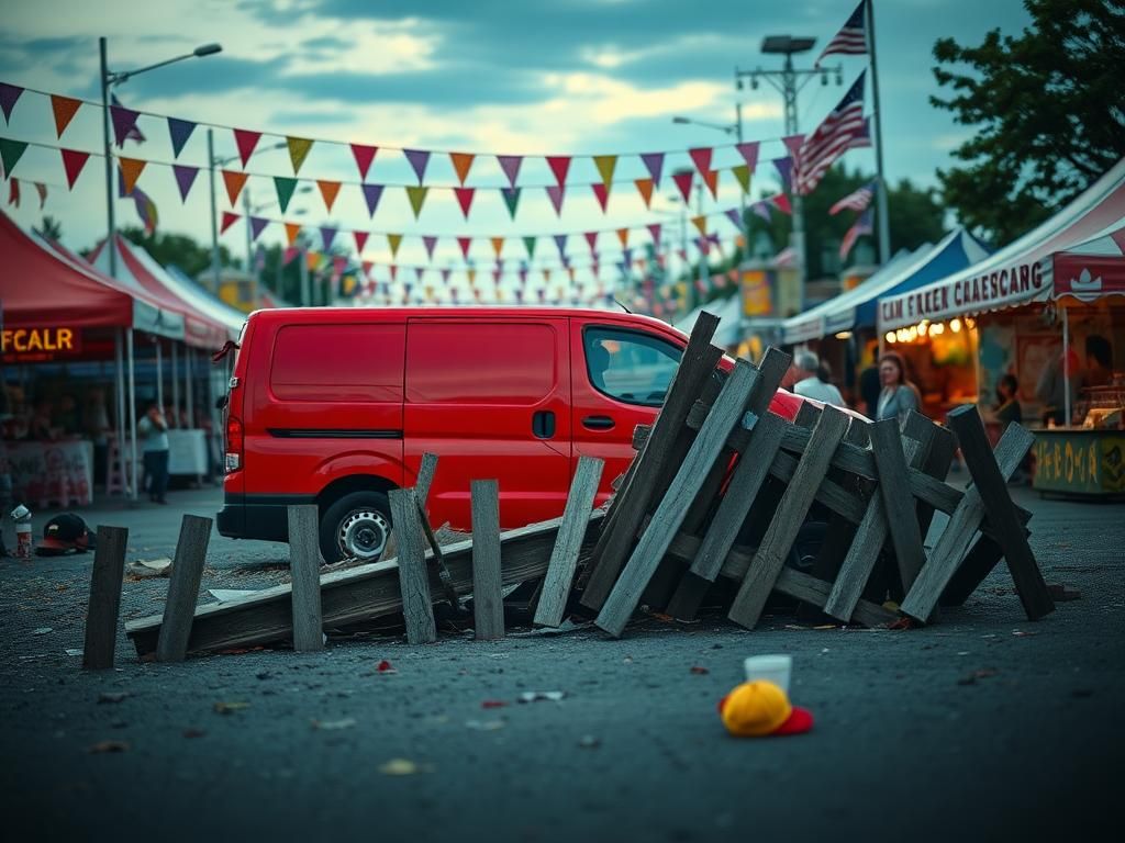 Flick International Red minivan crashes through barricades at Harrisburg festival