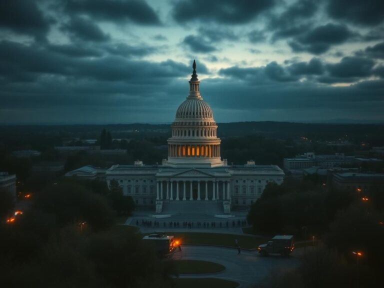 Flick International Aerial view of the U.S. Capitol Building with military presence