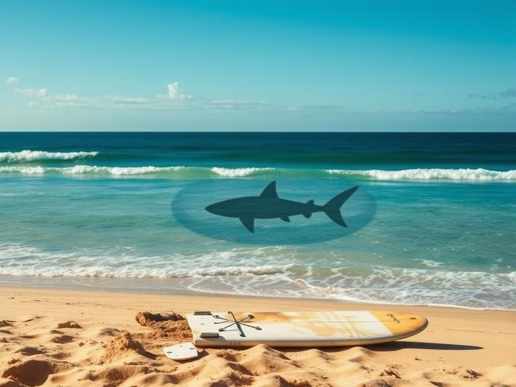 Flick International A shattered surfboard on the sand at Long Reef Beach, Sydney, with an ominous ocean in the background.