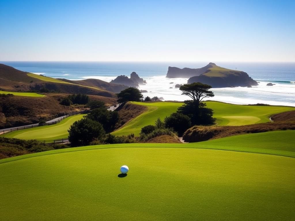Flick International Sweeping view of Cypress Point Golf Club showcasing pristine fairways and Pacific Ocean background