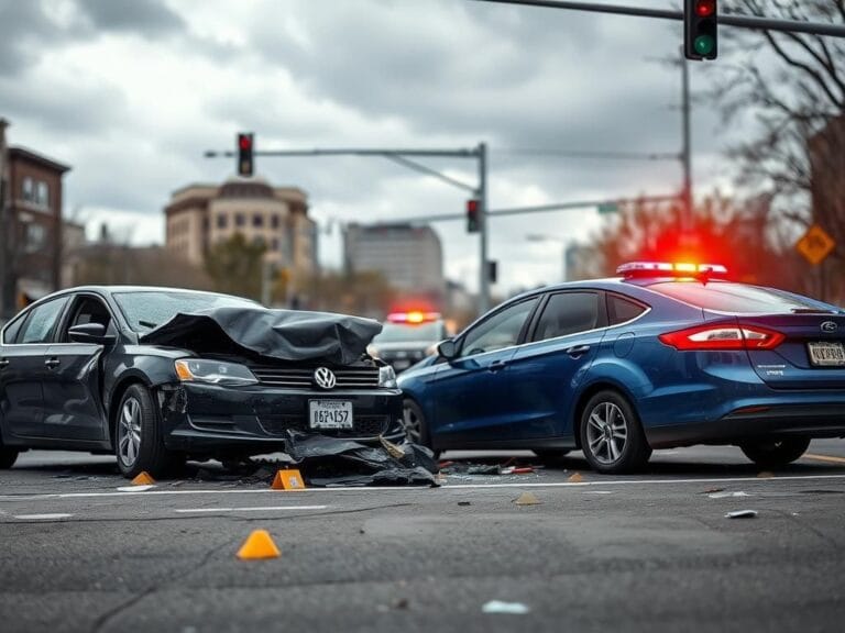 Flick International Aftermath of a car collision showing two crumpled vehicles in Minneapolis
