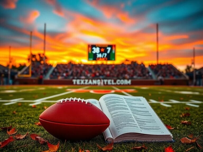 Flick International Texas Longhorns football field with sunset and football playbook