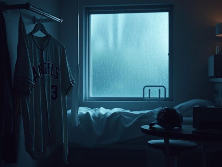 Flick International Dimly lit hospital room with medical equipment and a baseball jersey representing Rio Foster