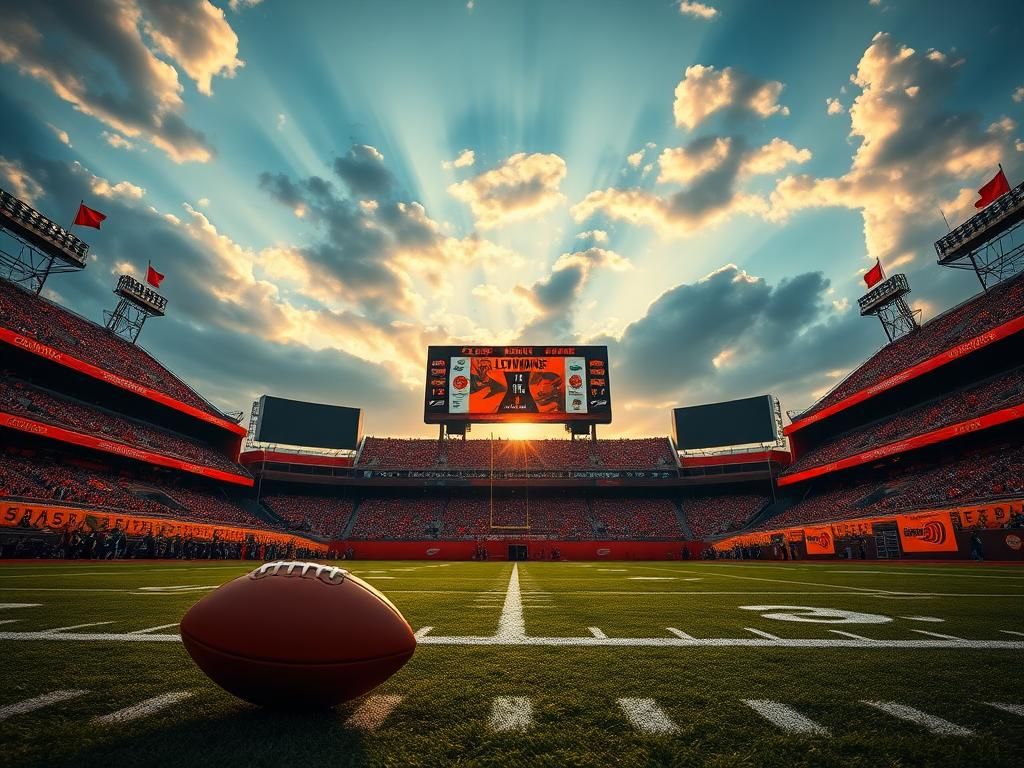 Flick International Football stadium set for game day with Cleveland Browns colors