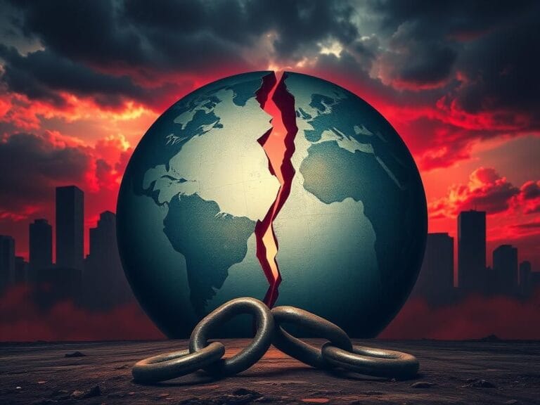 Flick International Fractured globe symbolizing division between Western civilization and antisemitism