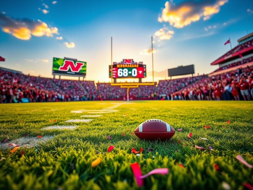 Flick International Nebraska Cornhuskers football game celebrating Luke Lindenmeyer's touchdown proposal