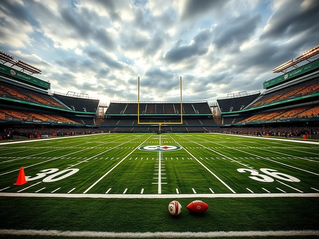 Flick International Dynamic football stadium with vibrant field markings