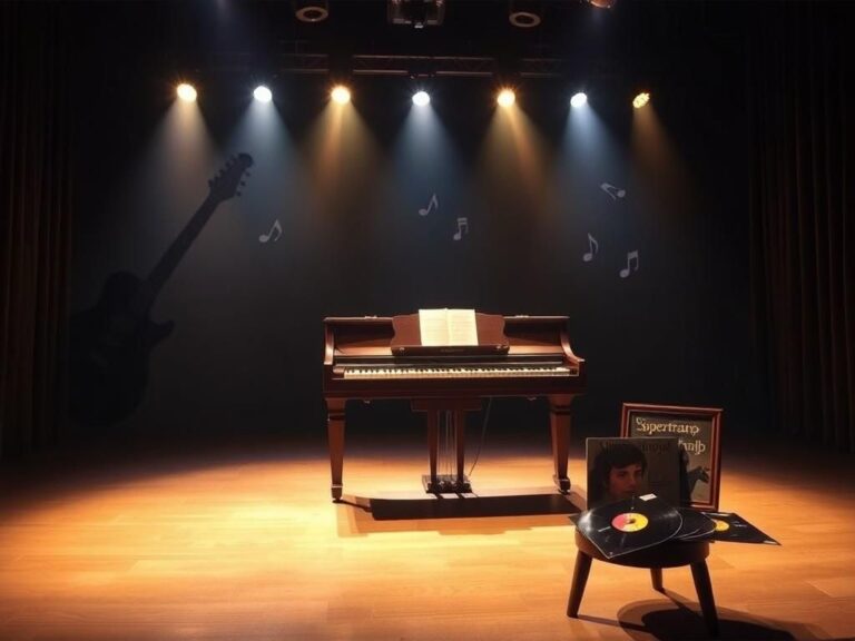 Flick International A serene stage with a vintage Wurlitzer piano and vinyl records honoring Rick Davies