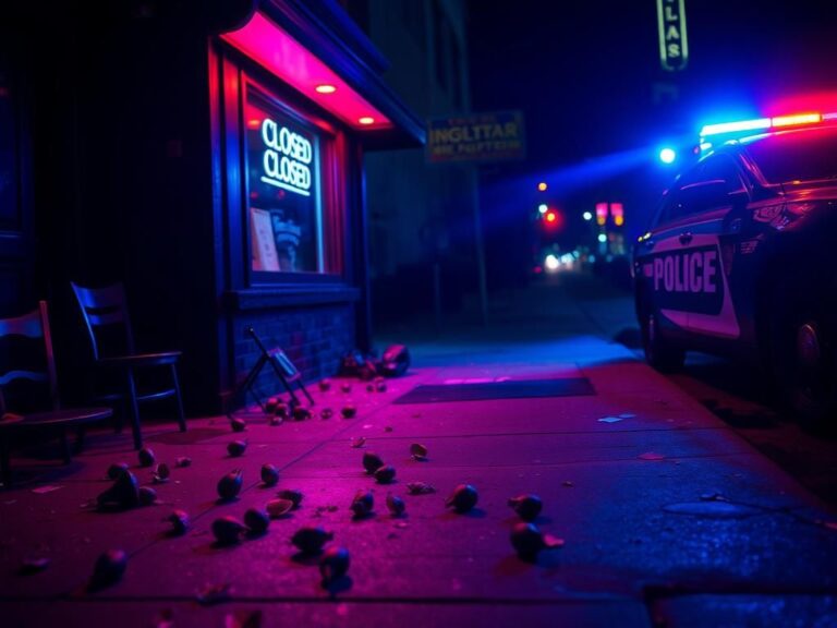 Flick International Empty sidewalk outside a downtown Cleveland bar after a shooting incident