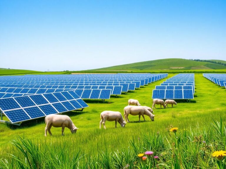 Flick International Grazing sheep in a solar farm landscape