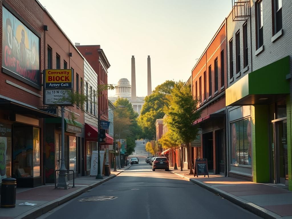 Flick International Peaceful neighborhood in Washington, D.C. during early morning hours showcasing community strength