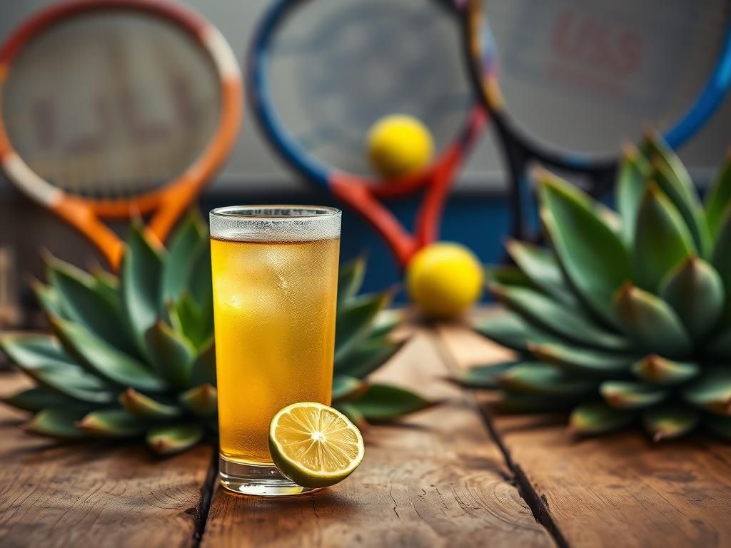 Flick International A frosted glass of reposado tequila with a lime wedge on a rustic wooden table, surrounded by agave plants.
