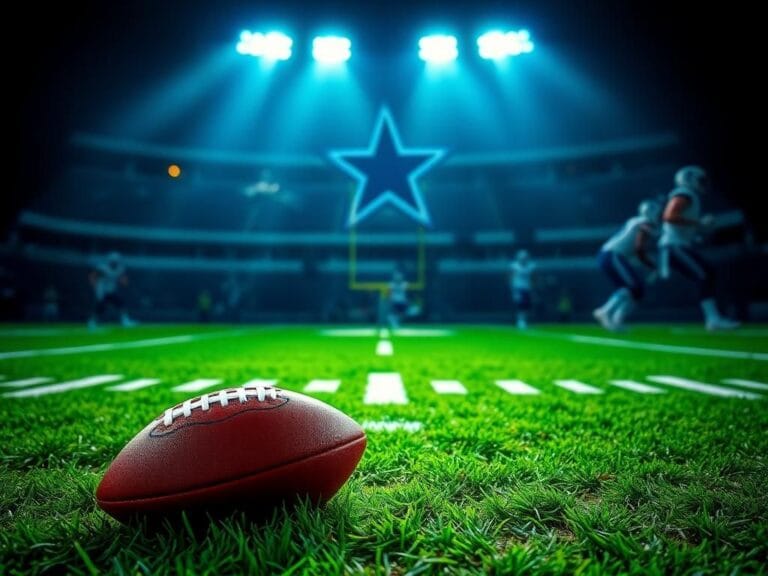 Flick International Close-up of a football on vibrant green turf amidst an electrifying football stadium scene