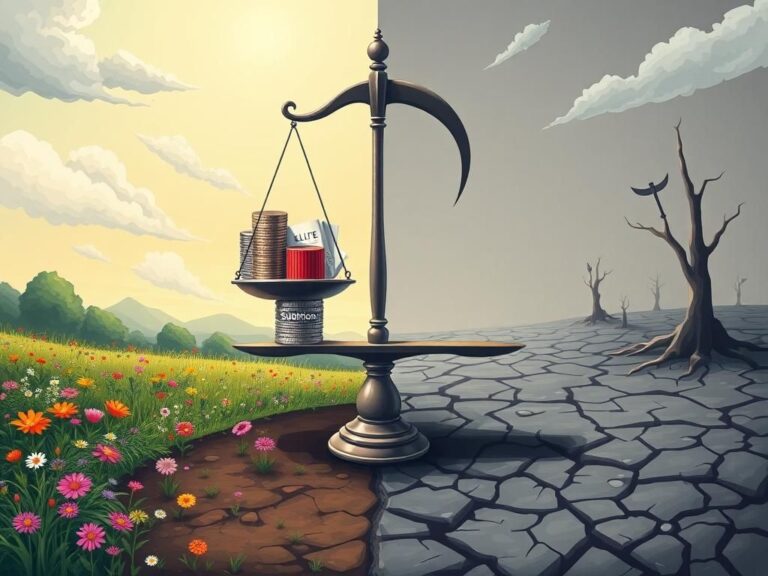 Flick International A conceptual illustration contrasting a flourishing garden with a desolate landscape, symbolizing the abortion funding debate.