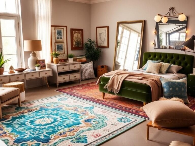 Flick International Cozy living space featuring stylish home decor and furniture with vibrant rugs and plants