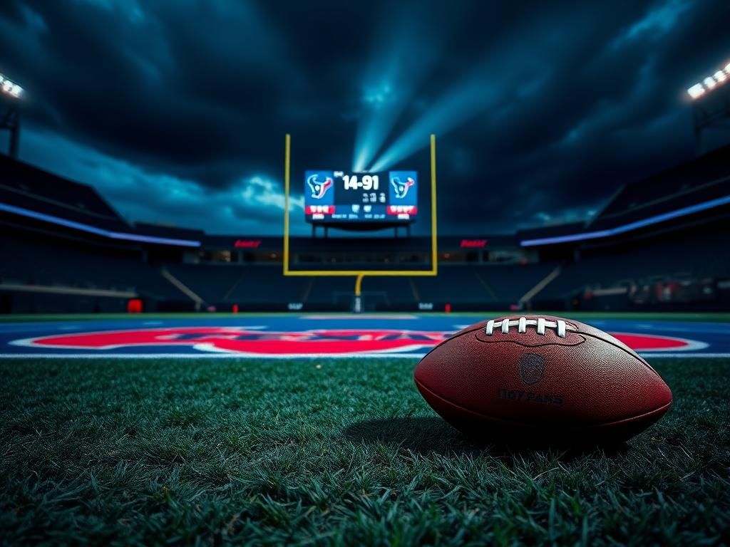 Flick International A deflated football resting on the turf of the Houston Texans' end zone, symbolizing missed opportunities after a loss.