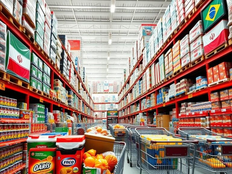 Flick International A bustling Costco store showcasing a variety of bulk goods popular among diplomats.