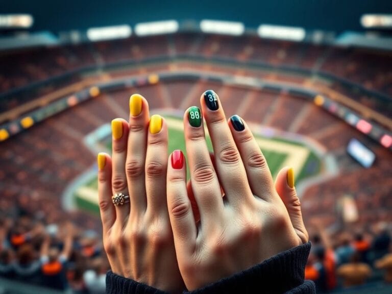 Flick International Close-up of Caleb Williams' painted fingernails featuring suicide prevention logo