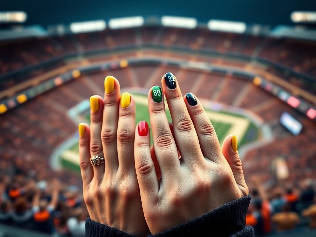 Flick International Close-up of Caleb Williams' painted fingernails featuring suicide prevention logo