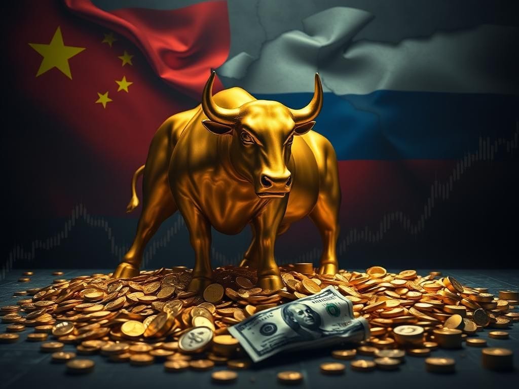 Flick International Golden bull representing rising gold prices amidst economic conflict