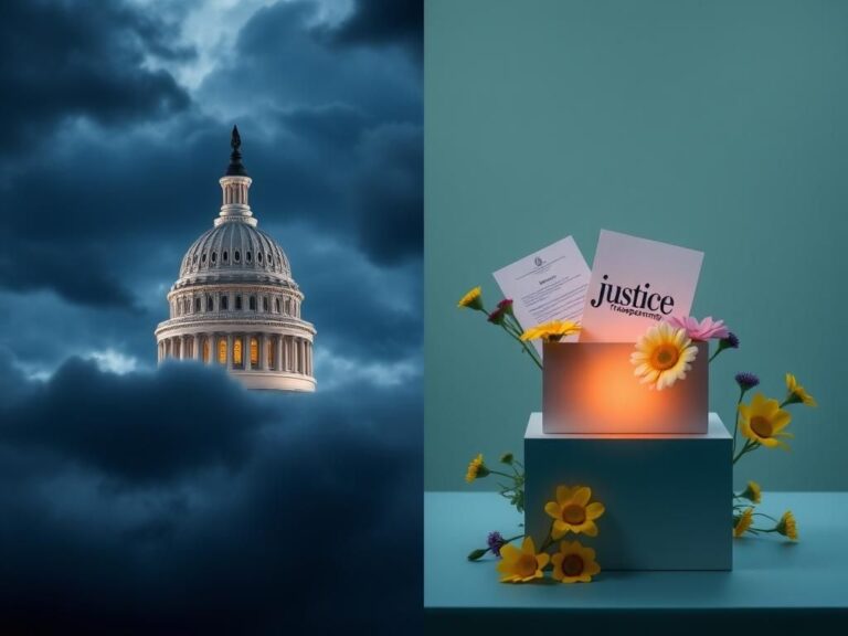 Flick International A split-screen image showing contrasting themes of the Virginia special election with a tense Capitol representation and a hopeful community scene.