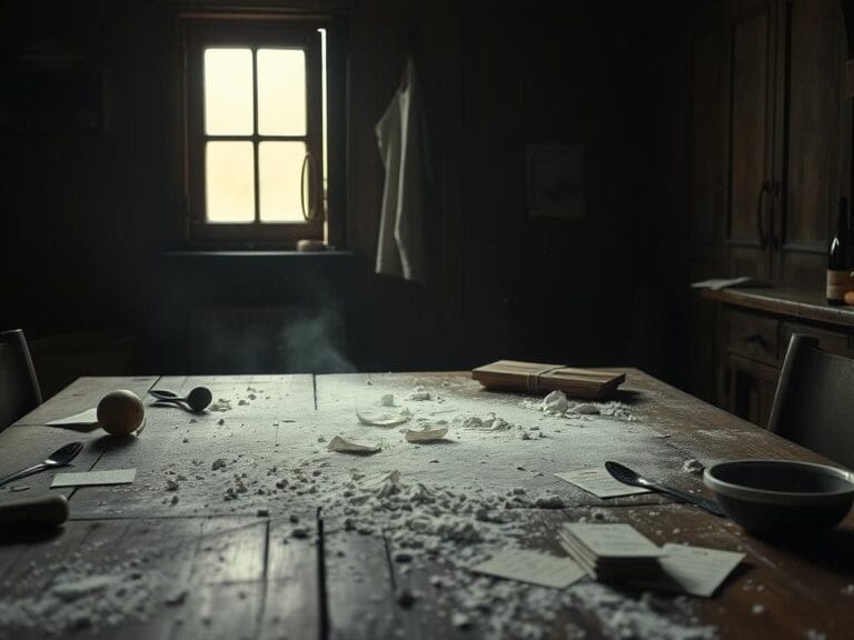 Flick International Rustic kitchen scene symbolizing chaos and loss in Paula Deen's culinary career