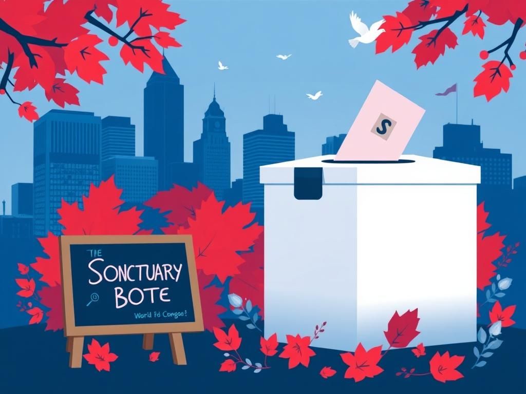 Flick International A ballot box in front of the Boston skyline during election season